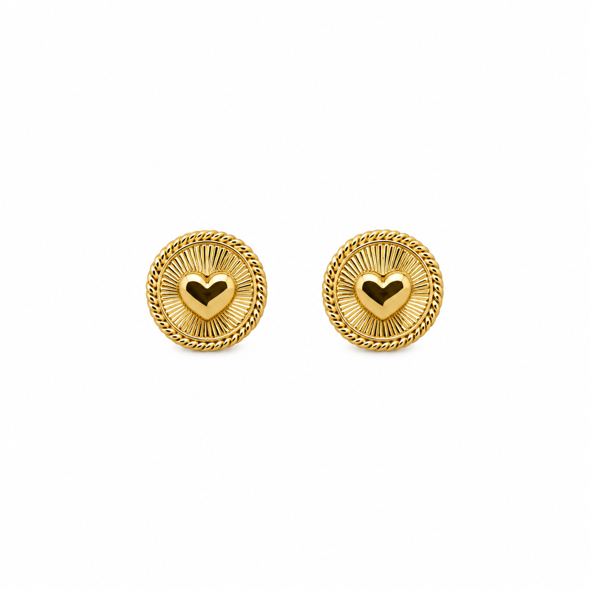 Heart Coin Ohrstecker aus 750 Gold im Münz-Design mit Herz