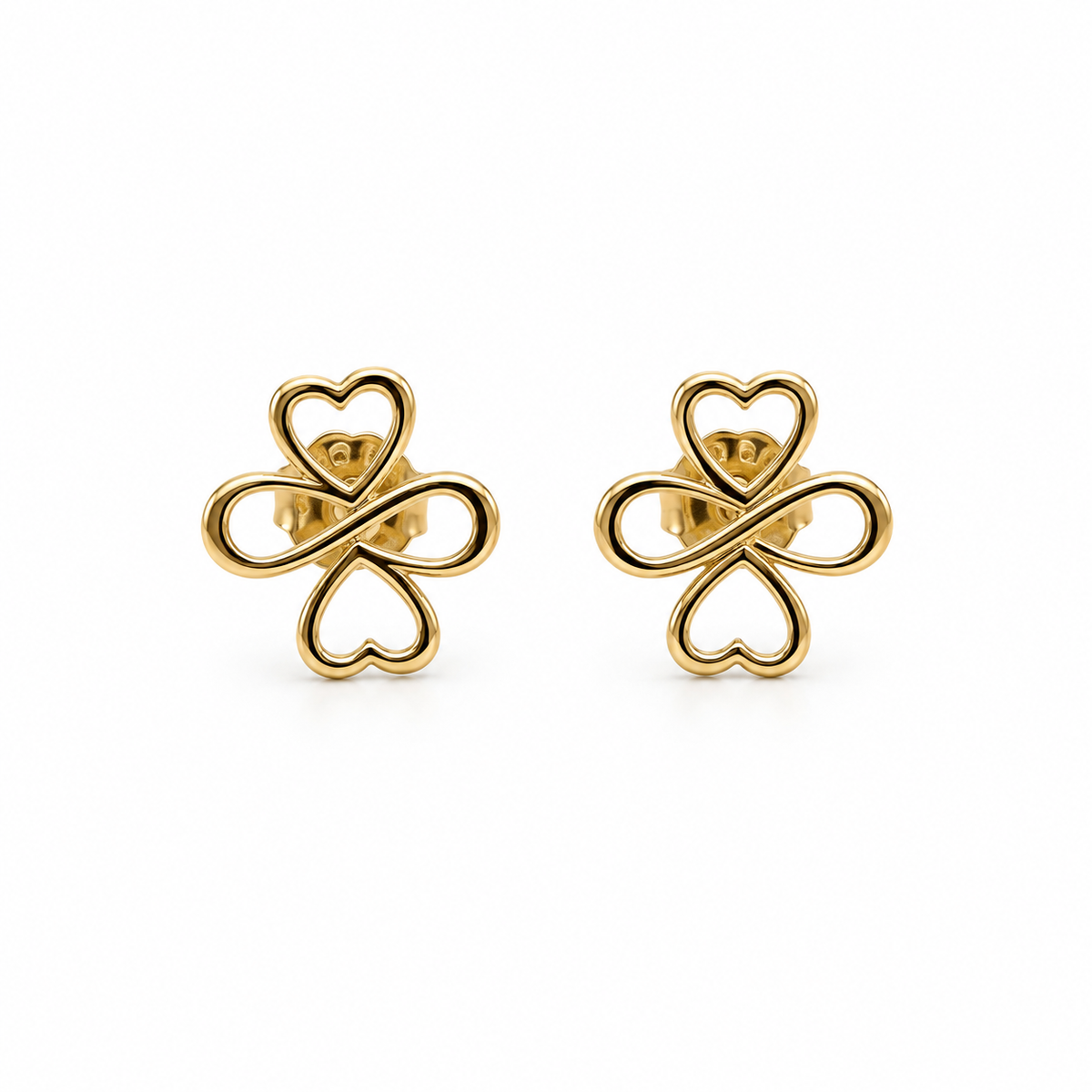 Heart Clover Ohrstecker aus 750 Gold mit Kleeblatt aus vier Herzen
