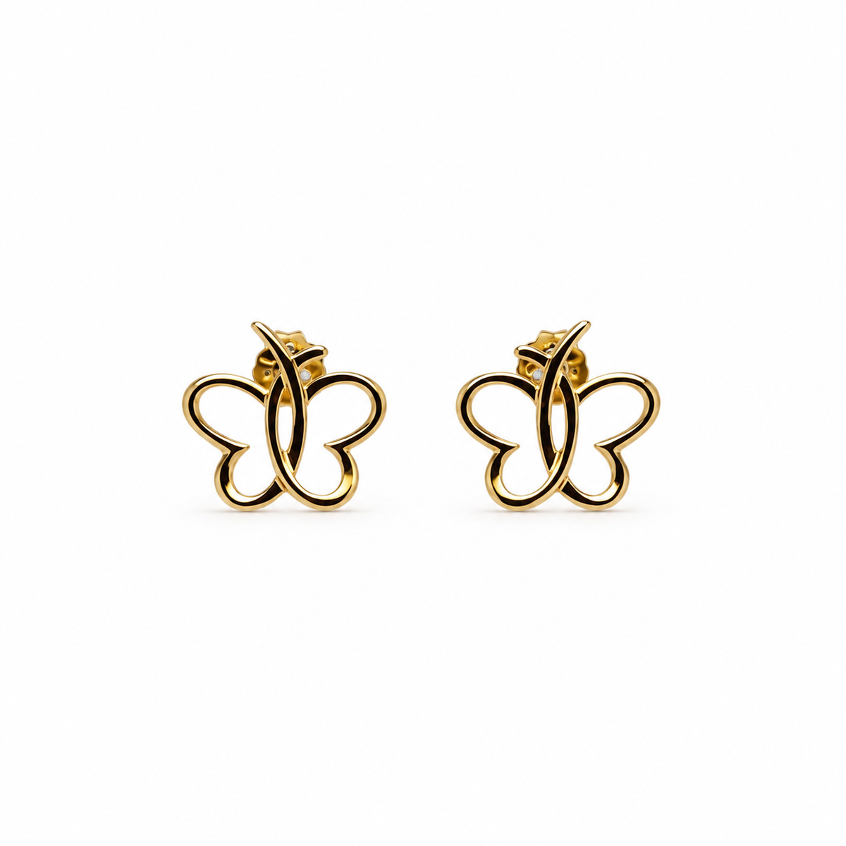 Butterfly Heart Ohrstecker aus 750 Gold mit Schmetterling aus Herzen