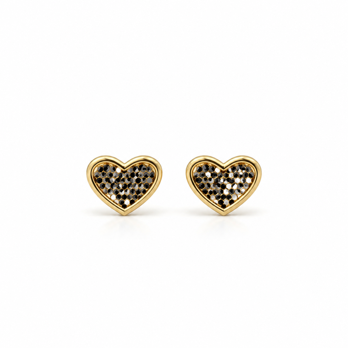 Mosaic Heart Herz-Ohrstecker aus 750 Gold mit schwarz-weißem Mosaik