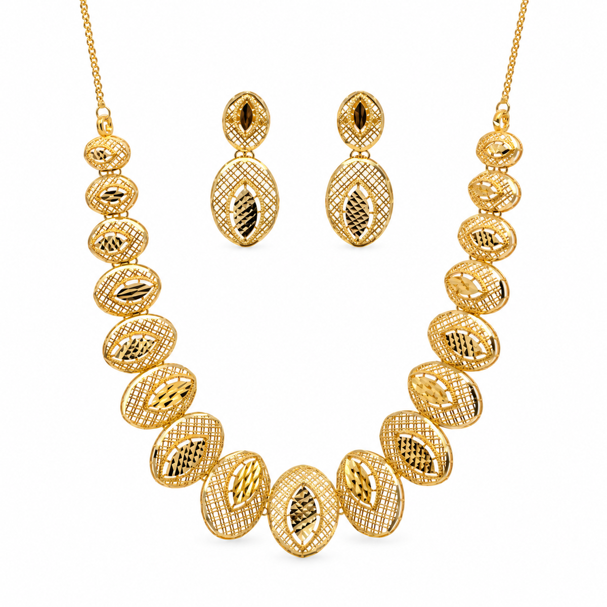 Marquise Oval – Schmuckset mit Collier und Ohrhängern aus 750 Gold