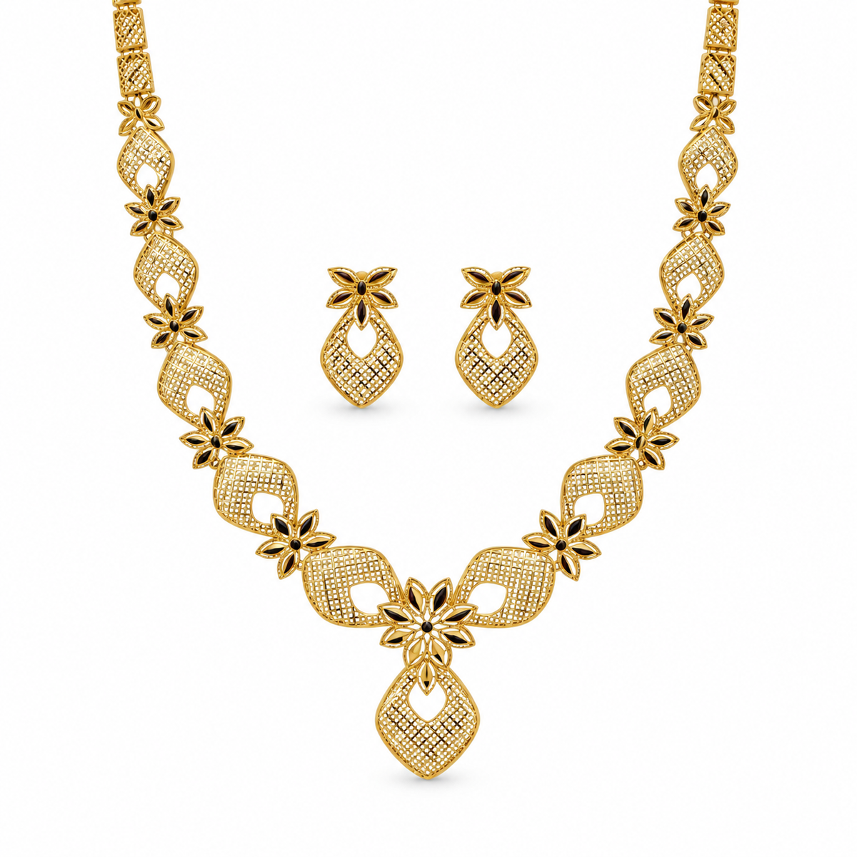 Jasmine – Schmuckset mit Collier und Ohrhängern aus 750 Gold
