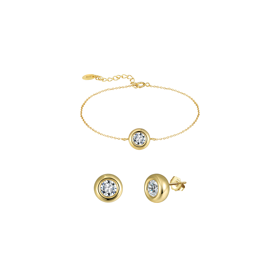 Zirelle Gold – 925 Silber Schmuckset Damen | Armband & Ohrringe mit Zirkonia