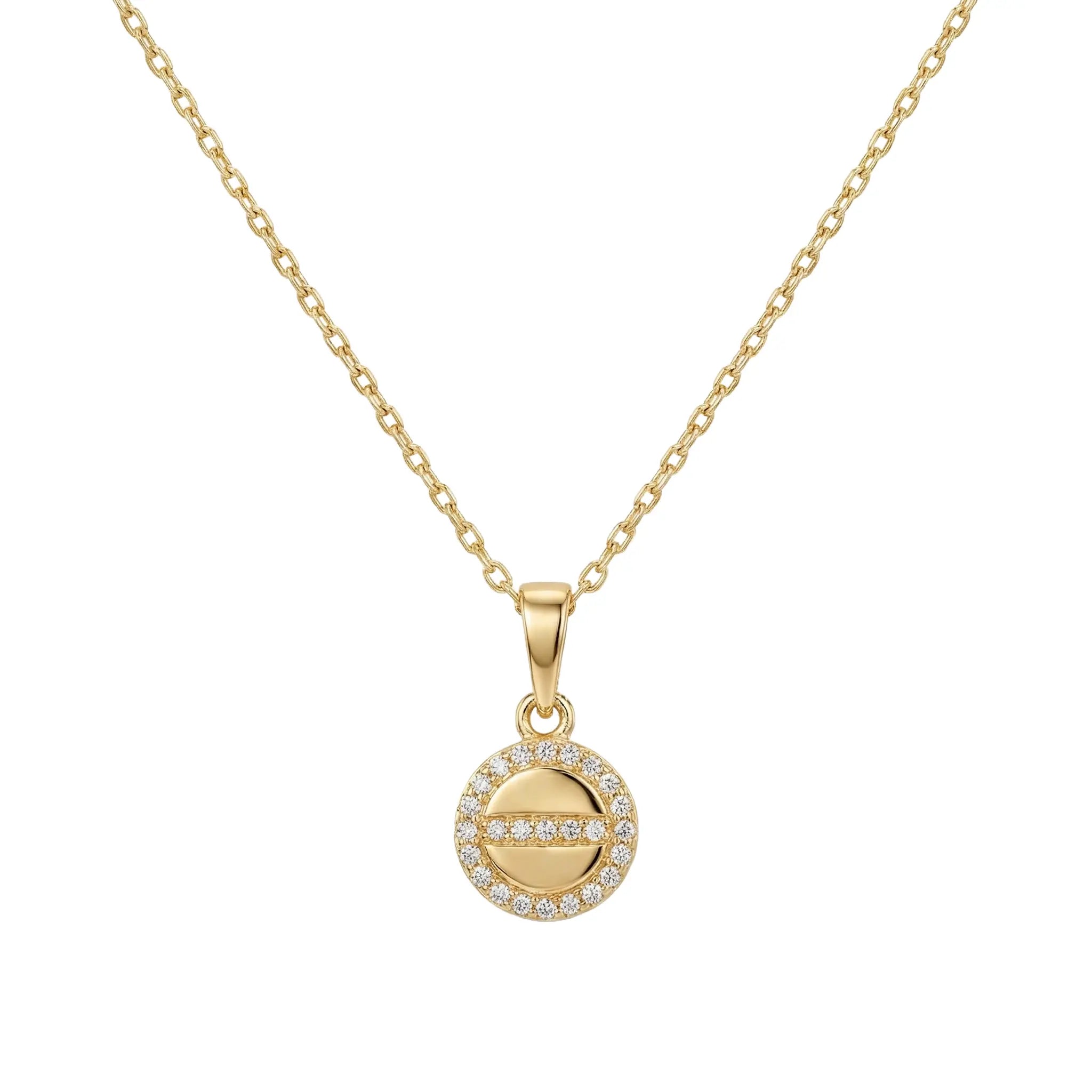 Circluna Bar – 375 Echtgold Halskette mit Zirkonia Kreisanhänger Suzan Gold