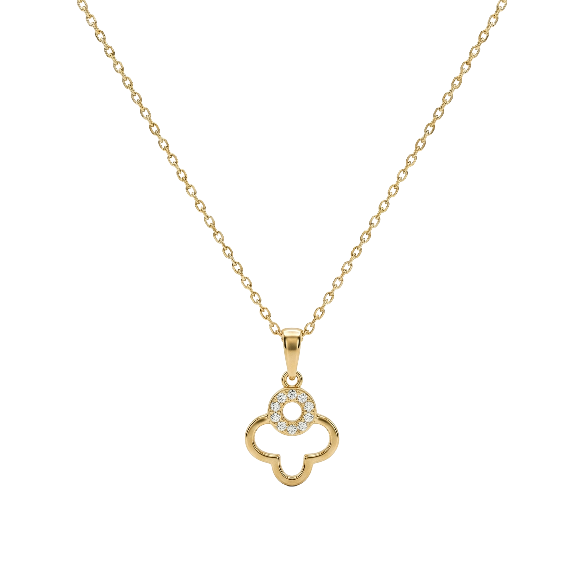 TréviaGlow – 375 Echtgold Kette mit Kleeblatt-Anhänger