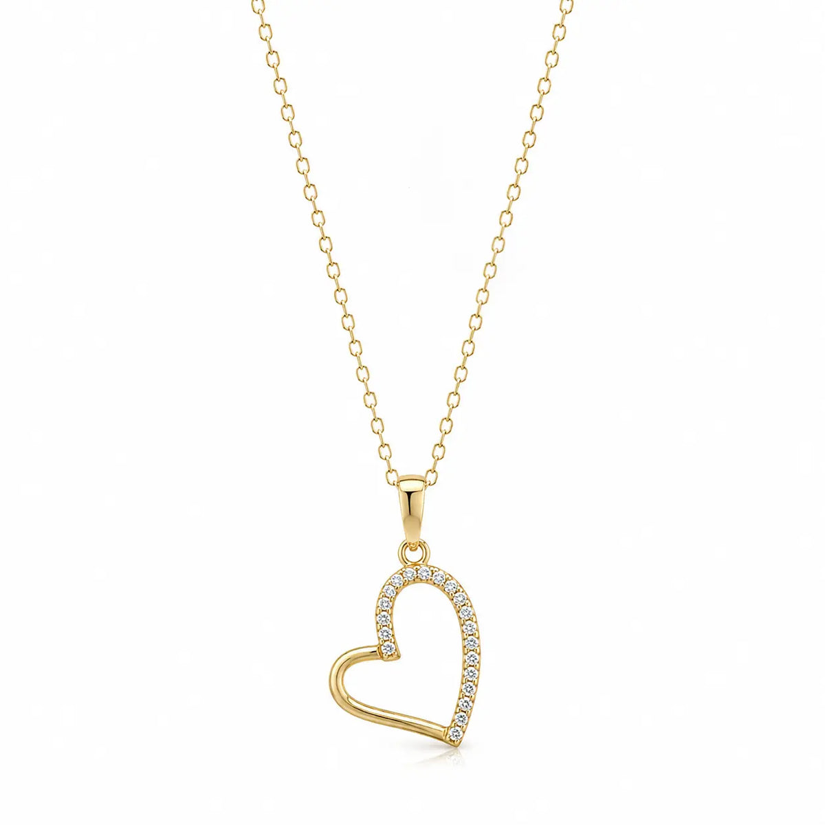 Heart Outline – Herz-Halskette mit Zirkonia-Kontur aus 585 Gold Suzan Gold