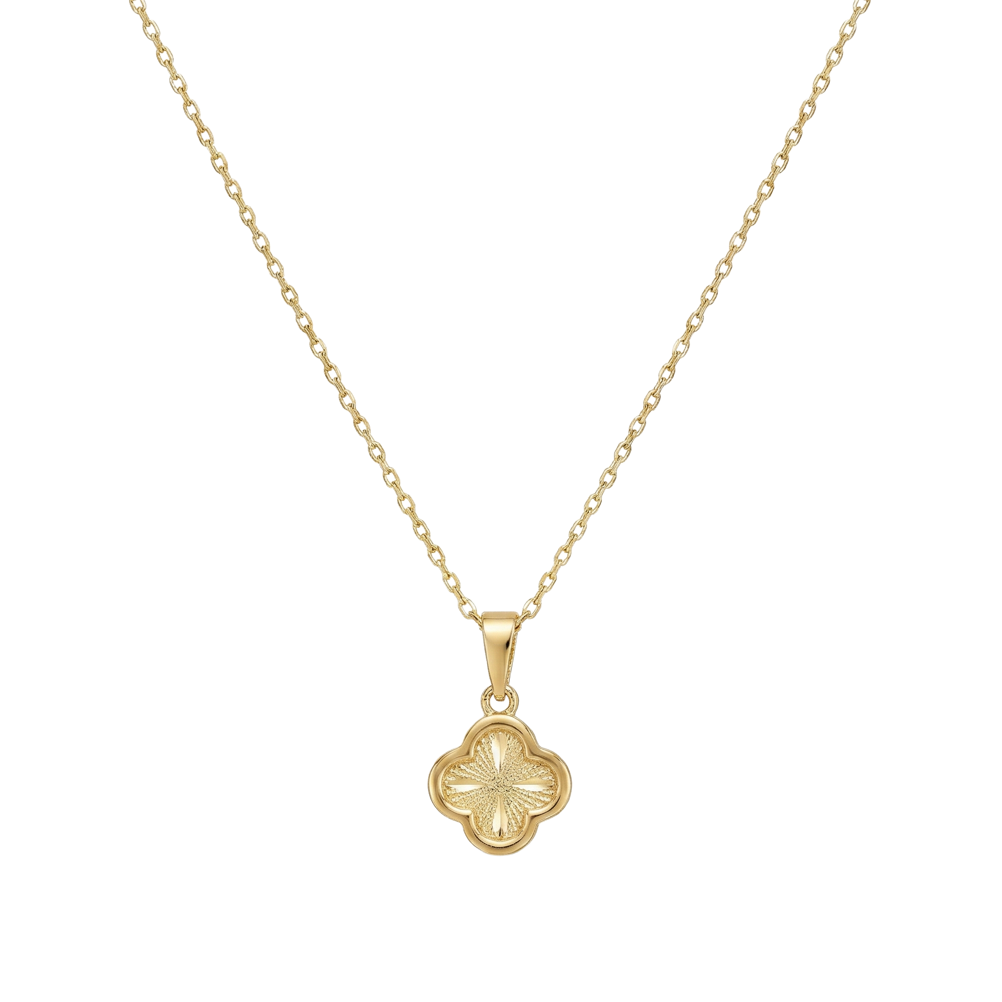 Clover Spark – 375 Echtgold Kette mit Kleeblatt Anhänger
