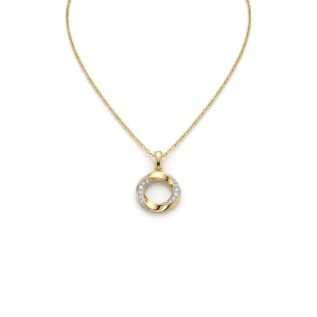 Eternia Loop – Zarte Kreis-Halskette mit Zirkonia aus 375 Echtgold