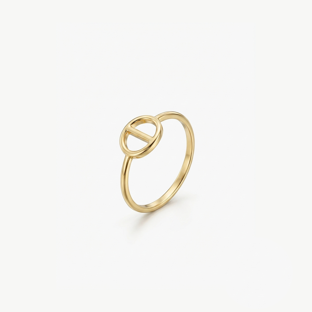 Orbit Signet Ring – Minimalistischer Damenring aus 375 Echtgold Größe 52
