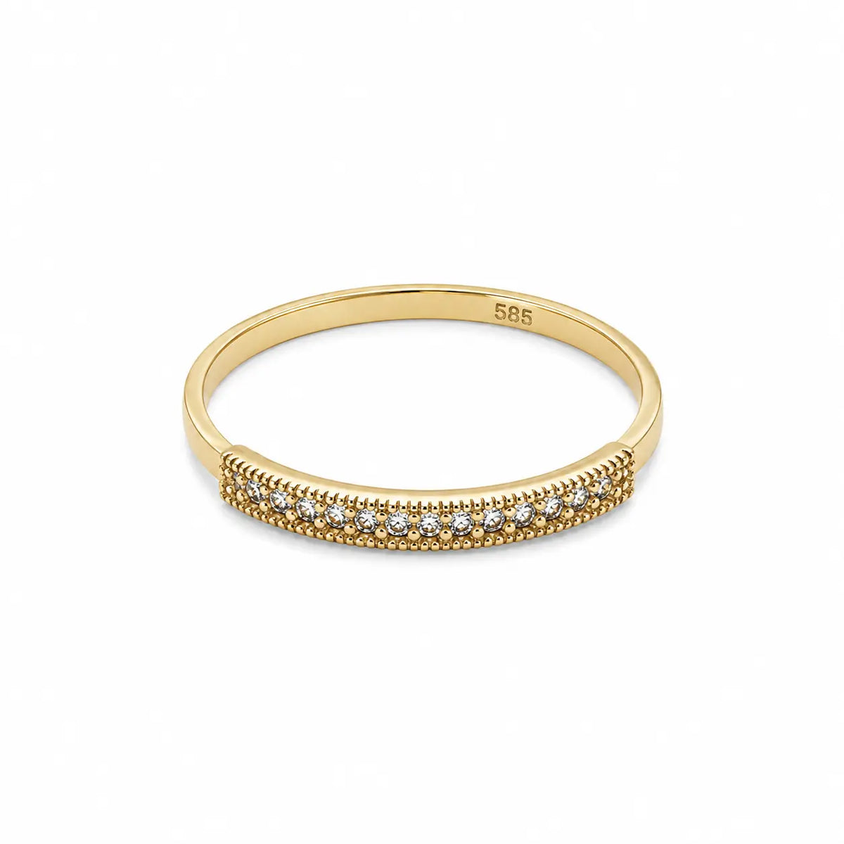 Starlight Band – Bandring mit Zirkonia-Pavé und Perlrand aus 585 Gold Suzan Gold