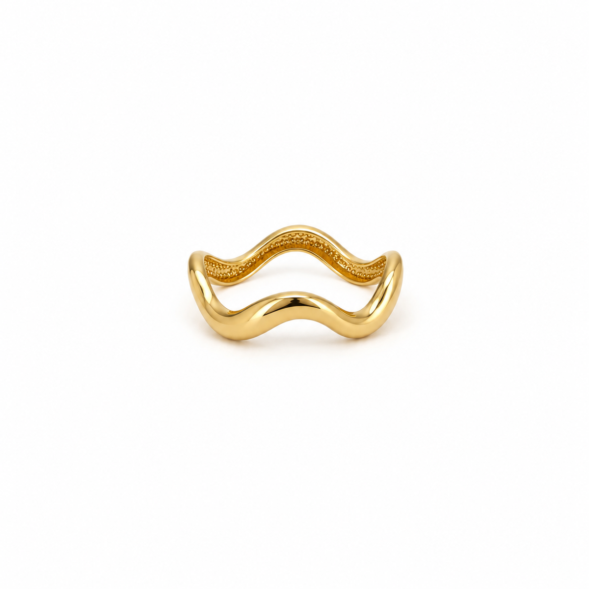 Double Wave Ring aus 750 Gold mit zwei geschwungenen Wellenbändern