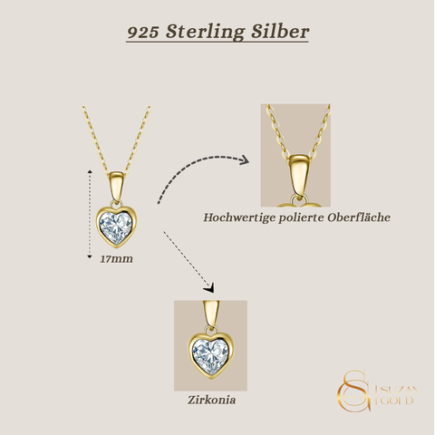 Liora Herz-Zirkonia-Kette aus 925 Silber