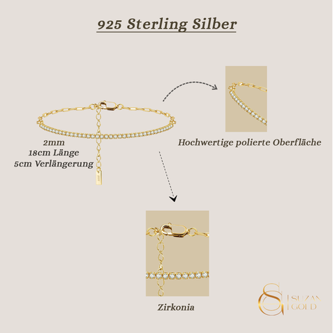 Stardust Line – Feines Tennisarmband aus 925 Silber, verstellbar & funkelnd