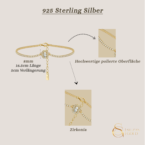 Gloria – Tennisarmband aus 925 Silber mit funkelndem Mittelstein