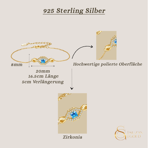InfinityBlue – Zartes Armband mit blauen Zirkonia-Akzenten