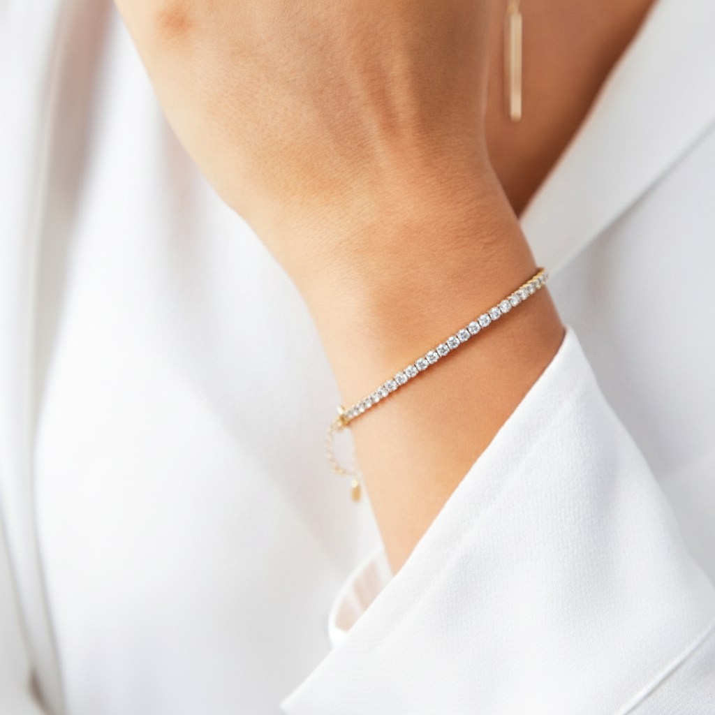 Stardust Line – Feines Tennisarmband aus 925 Silber, verstellbar & funkelnd