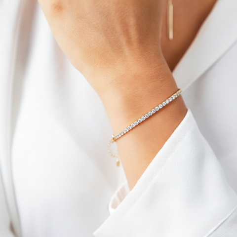 Stardust Line – Feines Tennisarmband aus 925 Silber, verstellbar & funkelnd