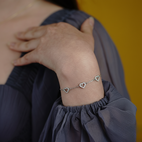 Heartlane – Zierliches 925 Silber Armband mit Herz-Zirkonia