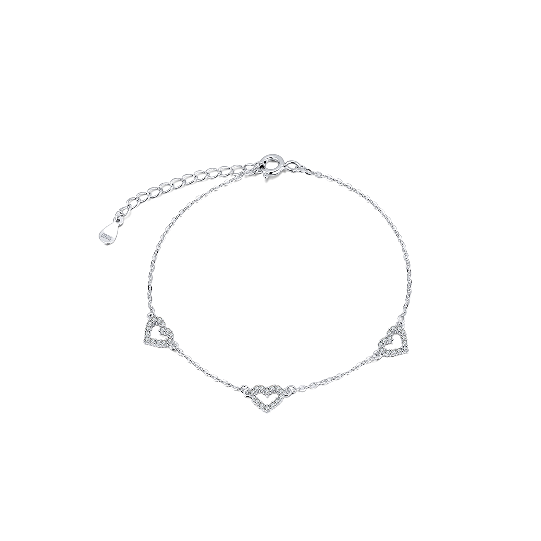 Heartlane – Zierliches 925 Silber Armband mit Herz-Zirkonia