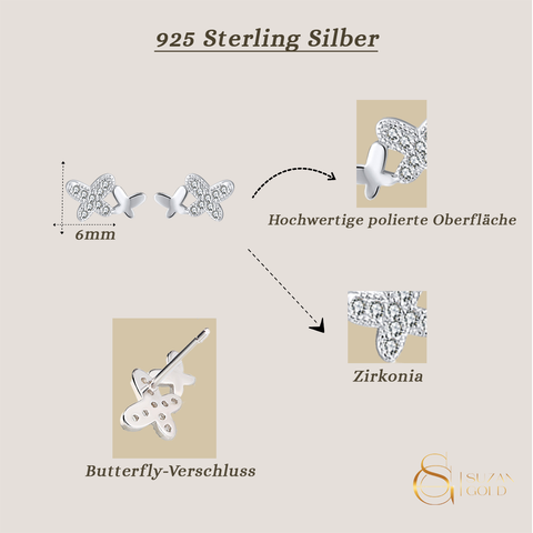 Lumiwings – Schmetterlings-Ohrstecker aus 925er Silber mit Zirkonia