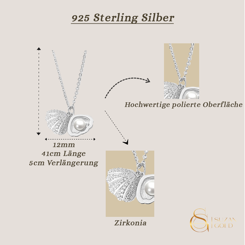 PearlShell – Muschelkette mit Perle & Zirkonia aus 925 Silber