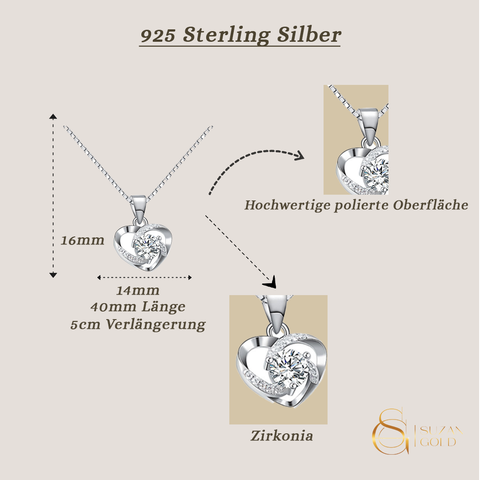 Starlight Heart – Silberne Zirkonia-Halskette aus 925er Silber