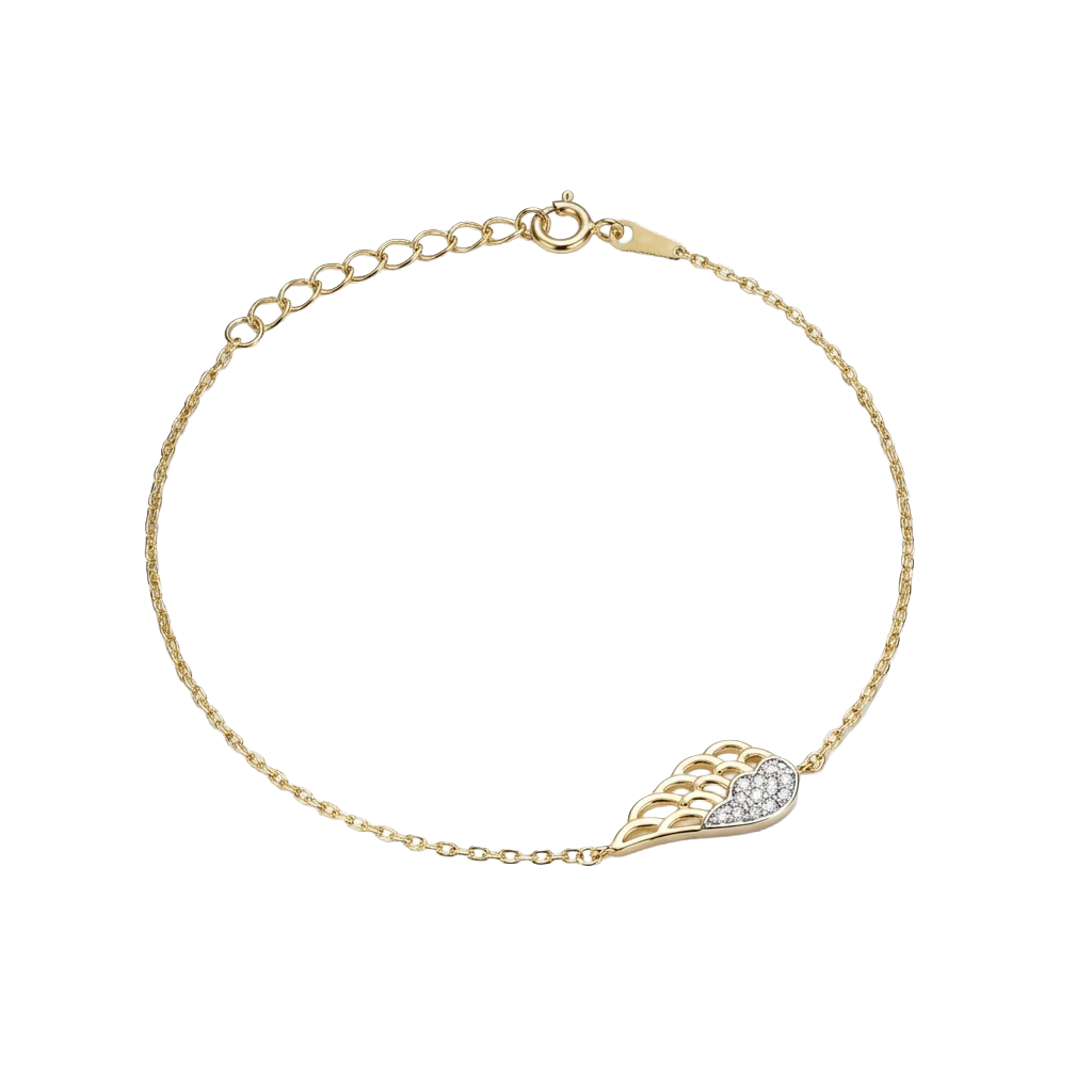 Almira Wing – 375 Echtgold Armband mit Herz Flügel