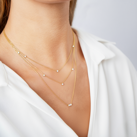 Lumistra Cascade – Dreireihige 925 Silber Halskette mit Zirkonia