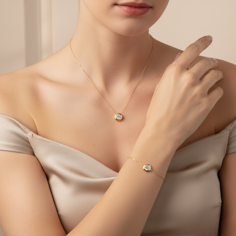 Aureline – 925 Silber Schmuckset Damen | Halskette & Armband mit Zirkonia