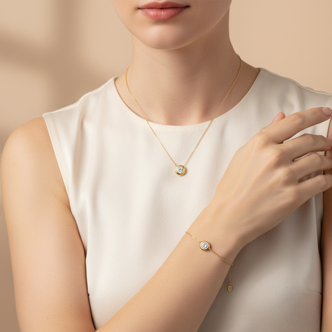 Aureline – 925 Silber Schmuckset Damen | Halskette & Armband mit Zirkonia