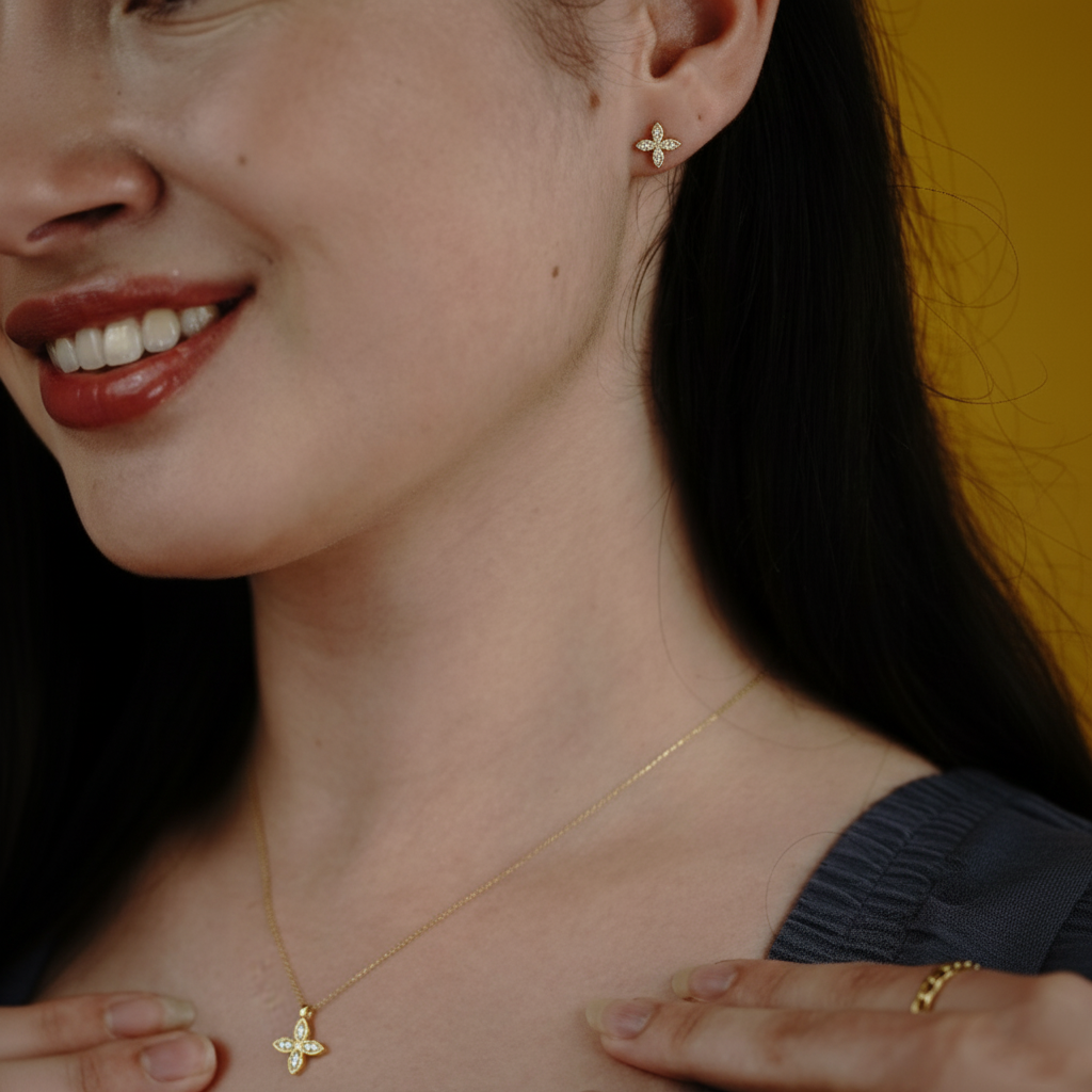 Serelina Pure – Schmuckset aus 925 Silber mit Zirkonia-Kleeblatt