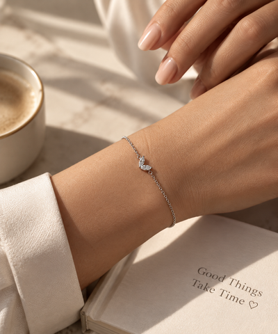 Marquise Stone Armband 925 Sterling Silber – Elegantes Gliederarmband mit zwei funkelnden Zirkonia im Marquise-Schliff