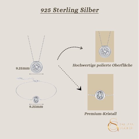 Aureline – 925 Silber Schmuckset Damen | Halskette & Armband mit Zirkonia