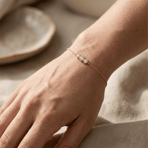 Drei Zirkonia Armband – 925 Sterling Silber Armband - Suzan Gold