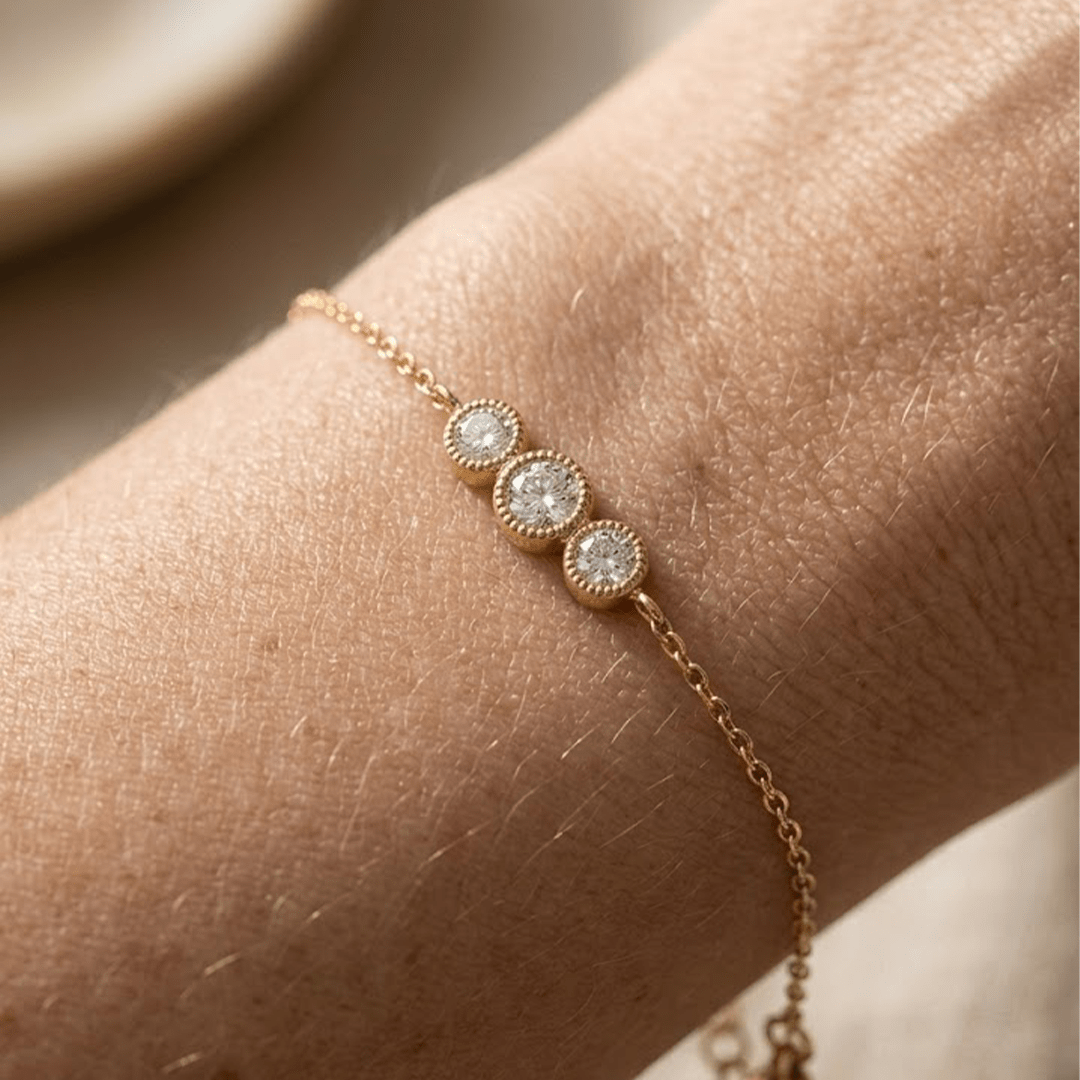 Drei Zirkonia Armband – 925 Sterling Silber Armband - Suzan Gold