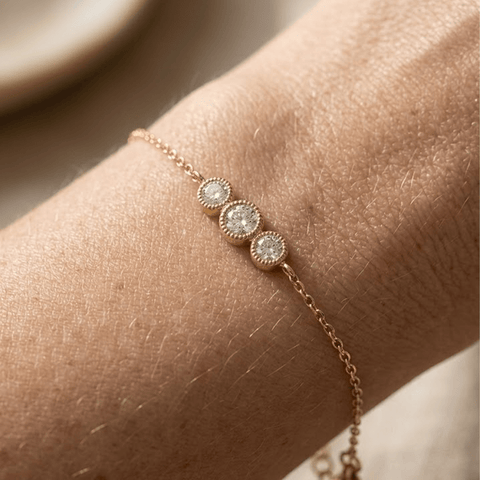 Drei Zirkonia Armband – 925 Sterling Silber Armband - Suzan Gold