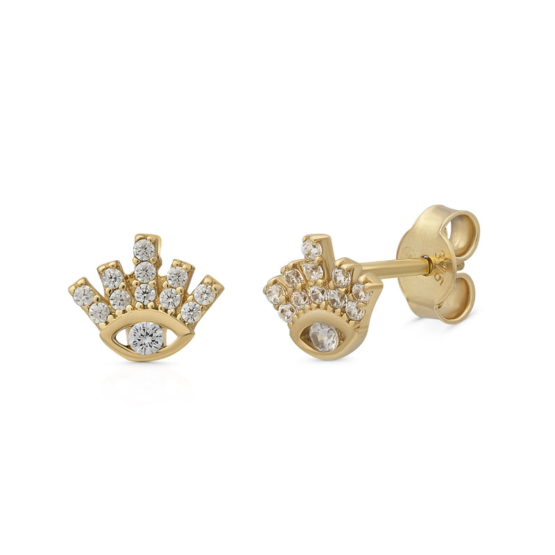 Baby Evil Eye Stecker 375 Echtgold funkelnde Evil Eye Ohrstecker zarte Gold Stud Earrings minimalistischer Schmuck Schutzsymbol Geschenk für sie lucky eye jewelry