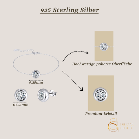 Zirelle – 925 Silber Schmuckset Damen | Armband & Ohrringe mit Zirkonia