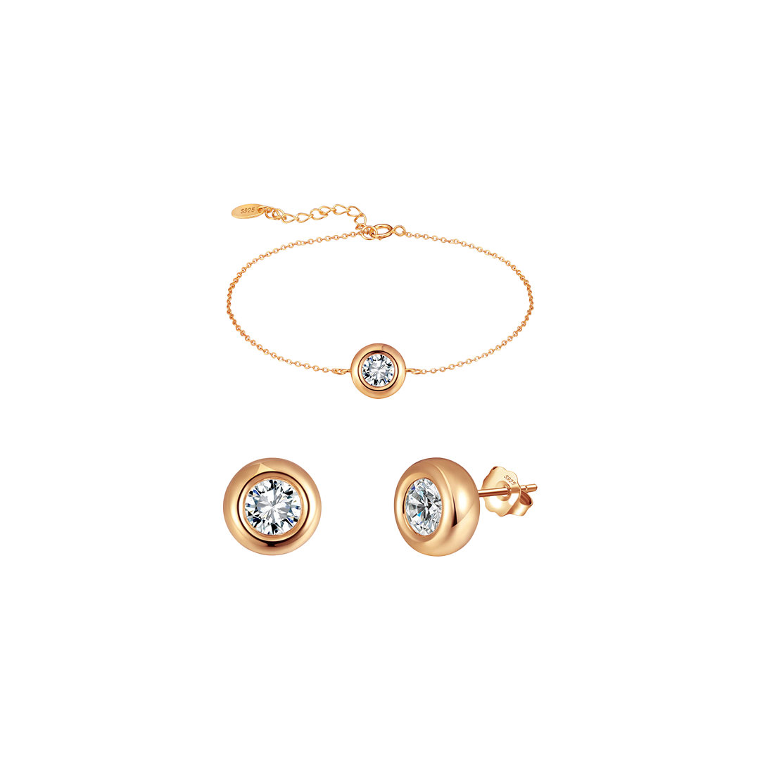 Zirelle Rosé – 925 Silber Schmuckset Damen | Armband & Ohrringe mit Zirkonia