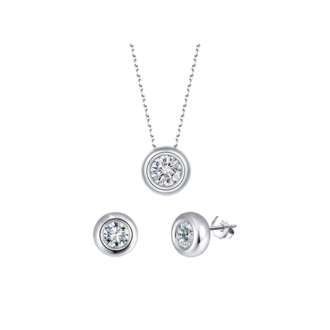 Aurevia Gold – 925 Silber Schmuckset Damen | Halskette & Ohrringe mit Zirkonia