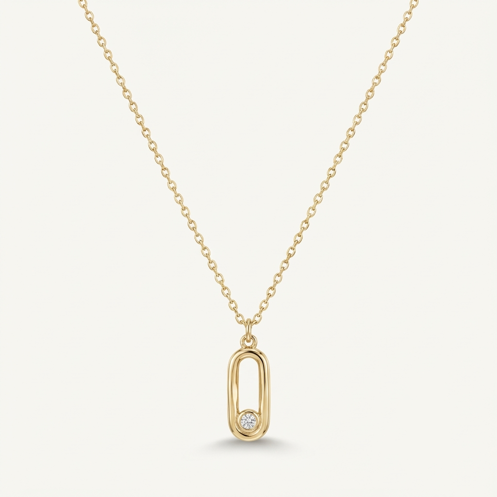 LineaLink – 375 Echtgold Kette mit Oval-Anhänger
