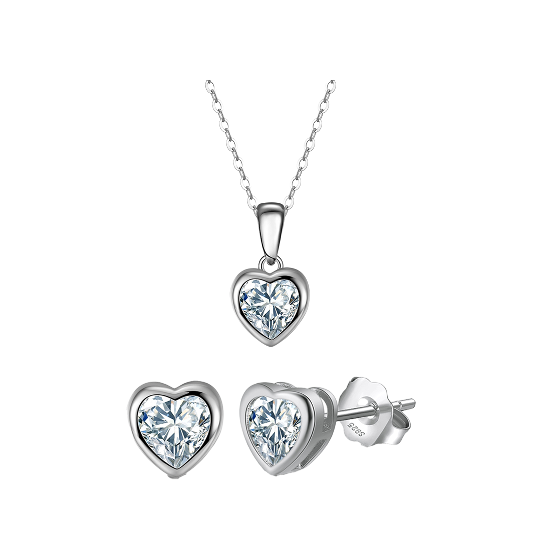 Liora Set – Herzschmuck aus 925 Silber mit Zirkonia
