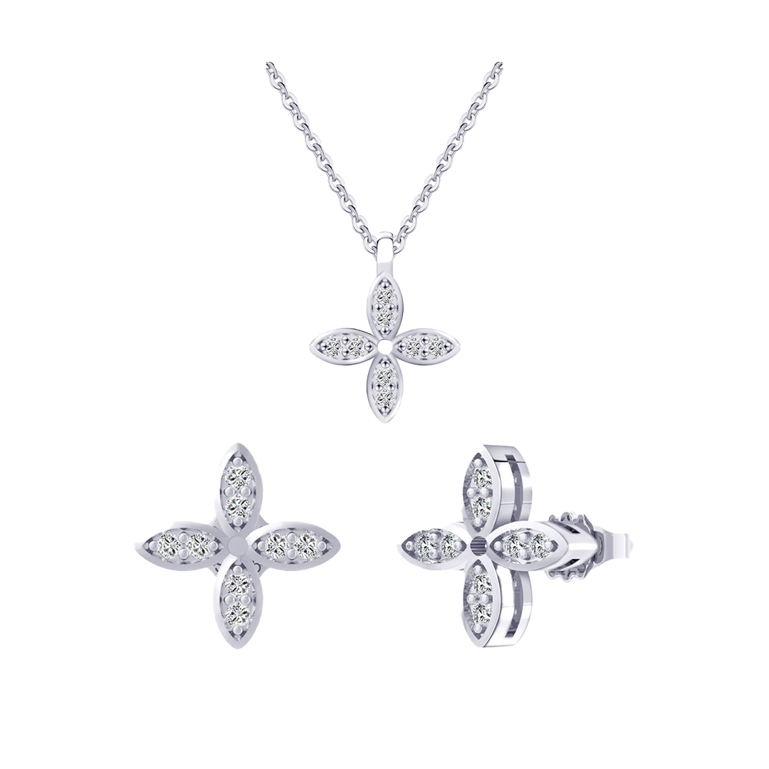Serelina Pure – Schmuckset aus 925 Silber mit Zirkonia-Kleeblatt
