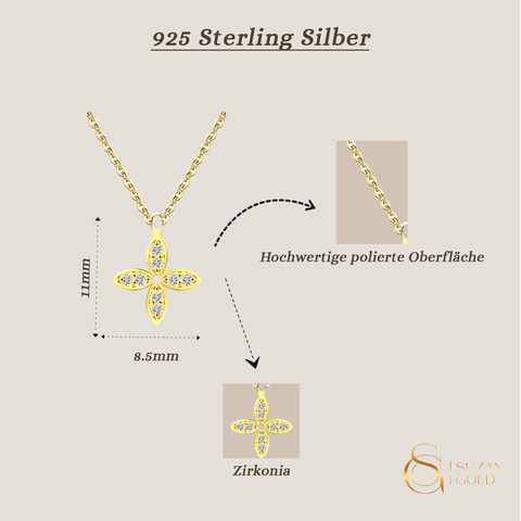 Serelina Kleeblatt-Kette aus 925 Silber mit Zirkonia