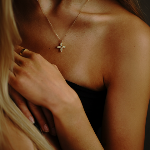 Serelina Kleeblatt-Kette aus 925 Silber mit Zirkonia