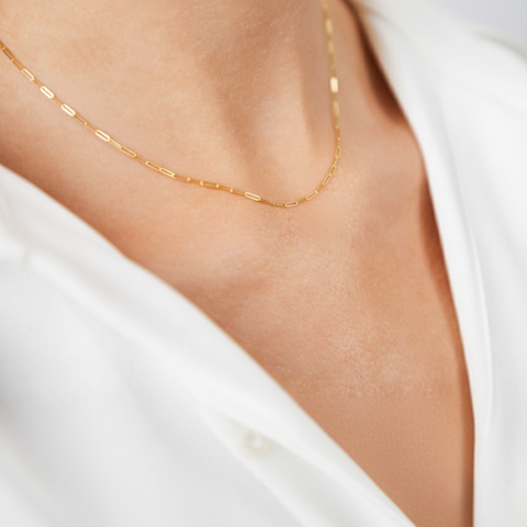 Paperclip Glow – 925 Silberkette mit rechteckigen Gliedern