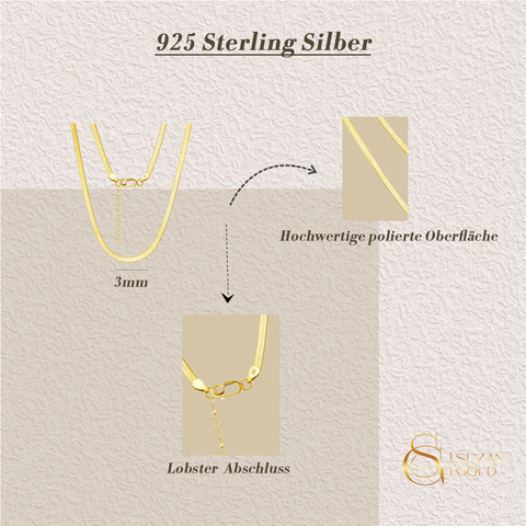 Solaro Snake Chain vergoldet – flache 925 Silberkette für Damen & Herren