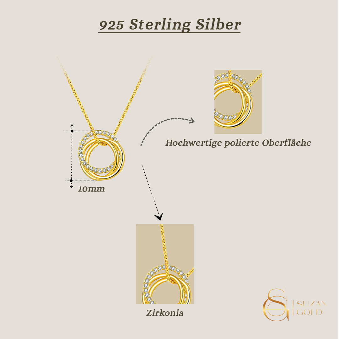 Infinity Grace – 925 Silber Halskette mit Kreisanhänger & Zirkonia
