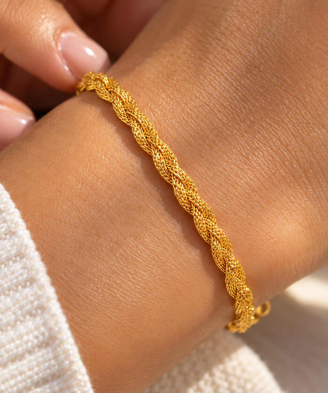 Slim Braid – Schmales geflochtenes Armband aus 875 Gold