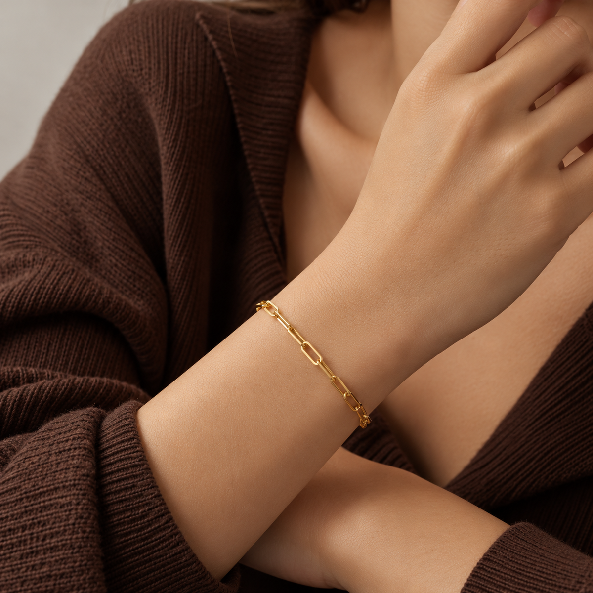 Paperclip Chain – Gliederarmband mit länglichen Gliedern aus 585 Gold
